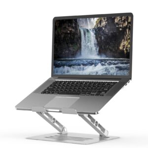 gogoonike adjustable laptop stand for desk, metal foldable laptop riser, portable laptop holder, ventilated cooling computer notebook stand compatible with 10-17.3” laptops