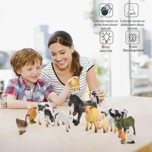 SIUVFEAT Realistic Farm Animal Toys 12pcs Plastic Kids Animal Figurines for Kids 3+ Years Birthday Cake Topper Animal Theme Toys