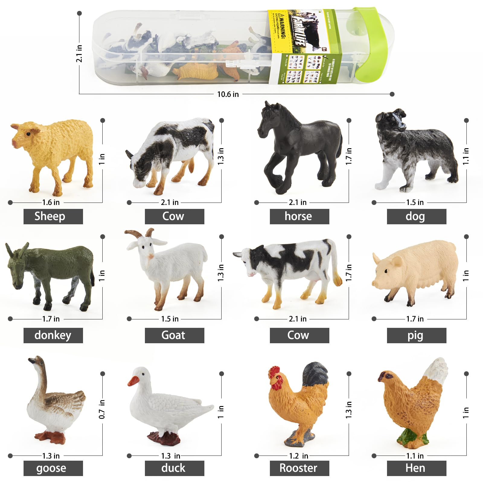 SIUVFEAT Realistic Farm Animal Toys 12pcs Plastic Kids Animal Figurines for Kids 3+ Years Birthday Cake Topper Animal Theme Toys