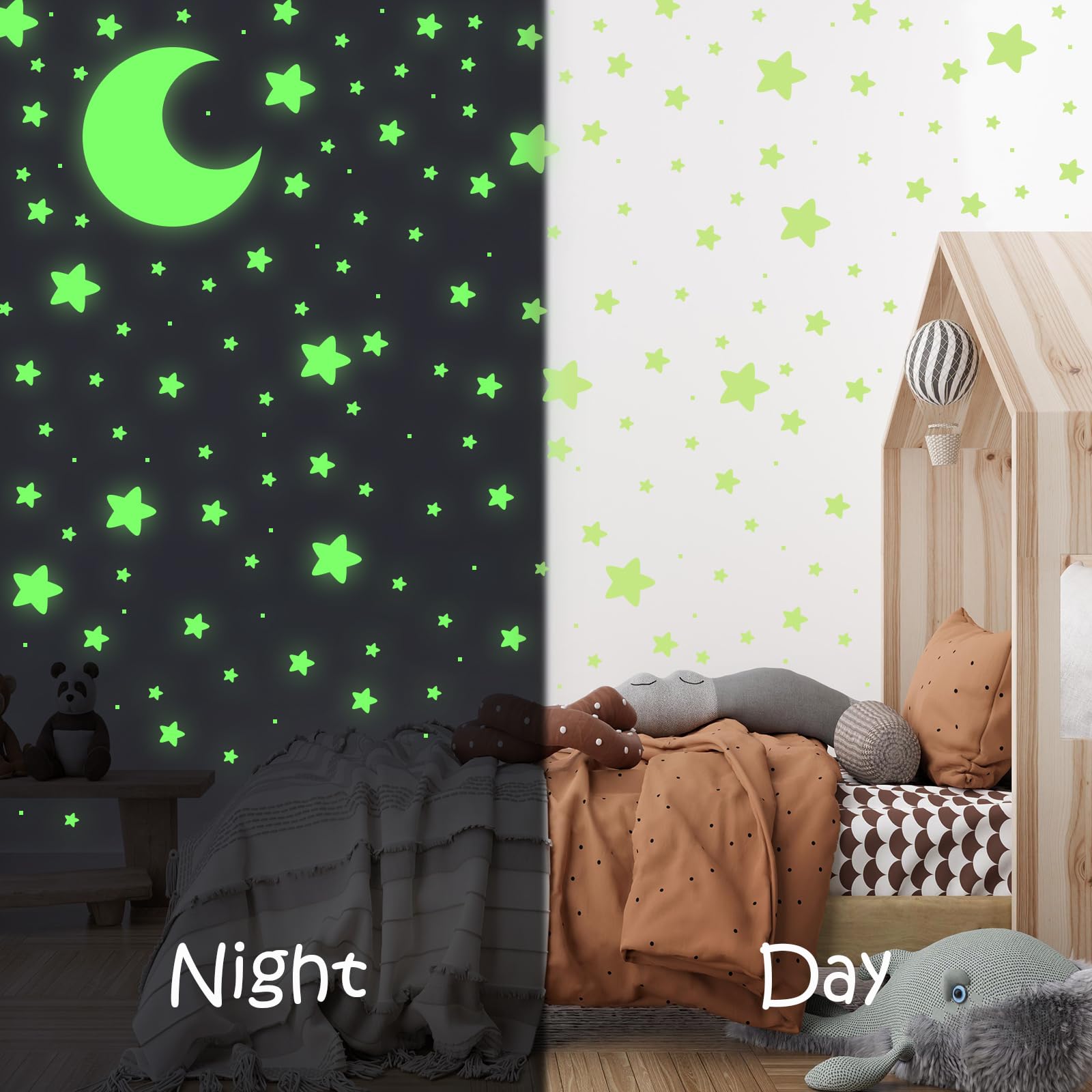 Glow in The Dark Stars 456Pcs Stars for Ceiling 4 Sizes Glowing Stars with Moon,Glow Stickers for Ceiling,Wall Decorations,Room Decor,Birthday Gift