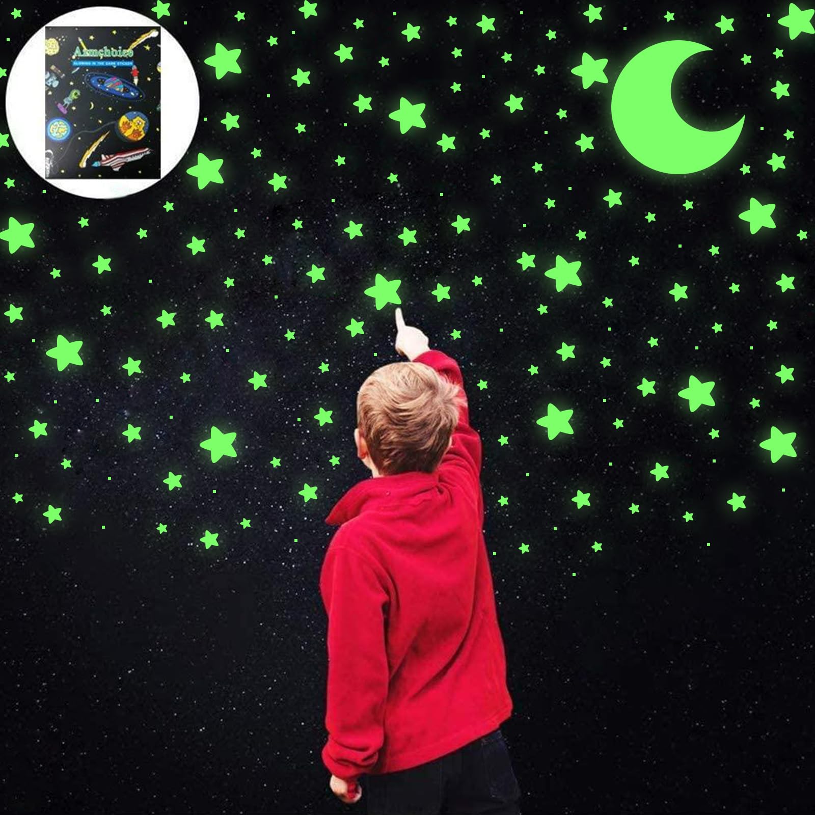 Glow in The Dark Stars 456Pcs Stars for Ceiling 4 Sizes Glowing Stars with Moon,Glow Stickers for Ceiling,Wall Decorations,Room Decor,Birthday Gift