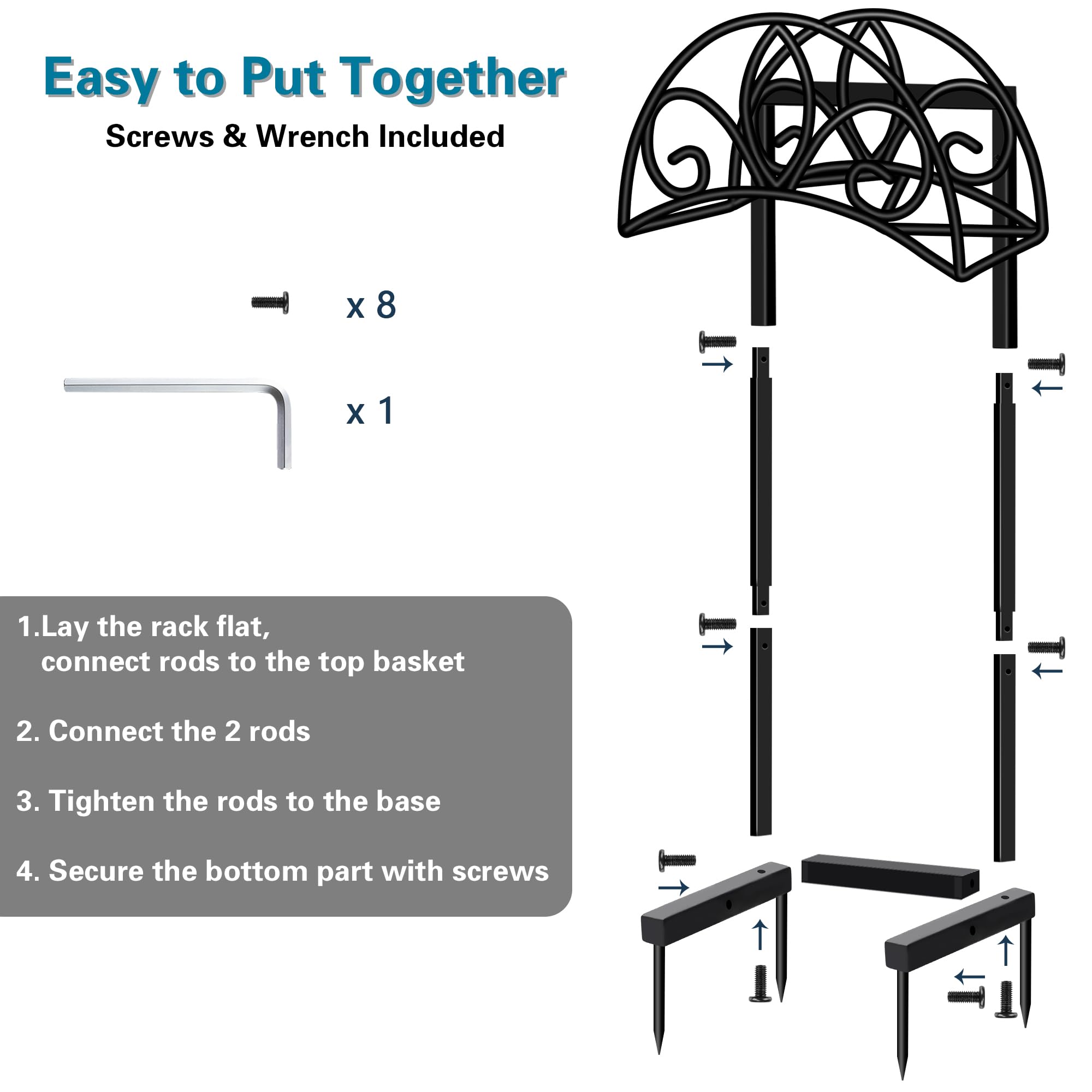 Garden Hose Holder with Hose Cover Detachable Water Hose Holder Sturdy Garden Hose Reel Decorative Free-standing Hose Hanger - 4 Solid Prongs for Outdoor Hose Storage- Fits 145- Feet of Hose