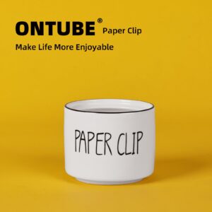 Ceramic Paper Clip Holders, Farmhouse Binder Clip Dispenser Organizer for Desk ,Cute Office Push Pins Holder,8oz White