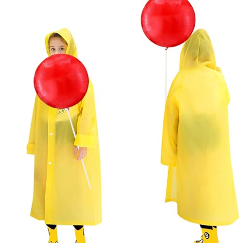 Halloween Decoration Includes Halloween Costume Yellow Raincoat Jacket and Reusable Balloon Kit with Balloon Sticks with Cups Halloween Prop for Kids