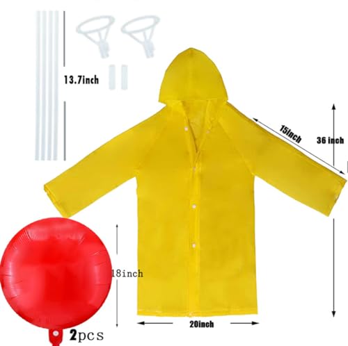 Halloween Decoration Includes Halloween Costume Yellow Raincoat Jacket and Reusable Balloon Kit with Balloon Sticks with Cups Halloween Prop for Kids