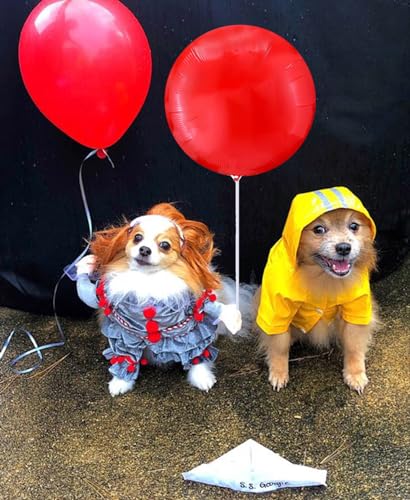 Halloween Decoration Includes Halloween Costume Yellow Raincoat Jacket and Reusable Balloon Kit with Balloon Sticks with Cups Halloween Prop for Kids