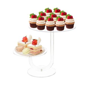 2 tier cupcake stand, stylish clear j shaped cup cake display stand, acrylic cupcake holder pastry tower dessert tray for christmas birthday baby shower wedding tea party