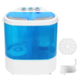 portable mini washer 13lb portable washer compact twin tub machine spinning and washing combo 6.57 ft inlet gravity drain hose for laundry, dorms, college, rv, camping
