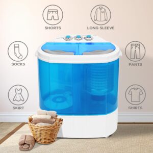 Portable Mini Washer 13lb Portable Washer Compact Twin Tub Machine Spinning and Washing Combo 6.57 FT Inlet Gravity Drain Hose for Laundry, Dorms, College, RV, Camping