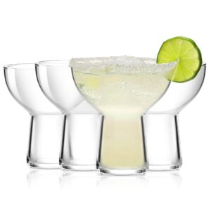 leyu stemless margarita glasses set of 4, 11oz margarita glass for frozen cocktail, mixed drinks, martini, wine glasses set, hand-blown glass cups-clear
