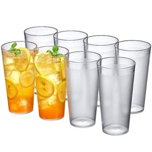 amazing abby - cafely - 24-ounce plastic tumblers (set of 8), plastic drinking glasses, restaurant-style tumblers, commercial-grade cups, stackable, bpa-free, shatter-proof, dishwasher-safe, clear