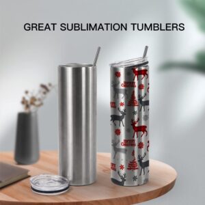 AGH 10 Pack 20oz Sublimation Tumblers Straight Skinny Tumblers, Stainless Steel Vacuum Insulated Tumblers with Lid and Straw, Double Wall Travel Coffee Tumblers, Keeping Chilled up to 12 Hours