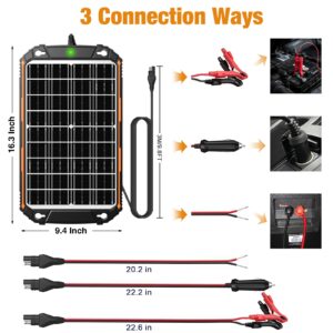 GROPOW 15W 12V Solar Battery Trickle Charger Maintainer, Built-in Smart MPPT Charge Controller, Waterproof 15 Watt 12 Volt Solar Panel Charging Kits for Car Auto Boat Marine RV Trailer Motorcycle, etc