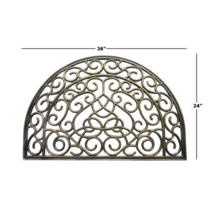 RugSmith Gold Moulded Vines Half-Round Rubber Doormat, 24"x36"