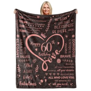 60th birthday gifts blankets for women,happy 60th birthday unique gifts throw blanket for women him or her women,60thbirthday decorations gift ideas best birthday blanket rose gold