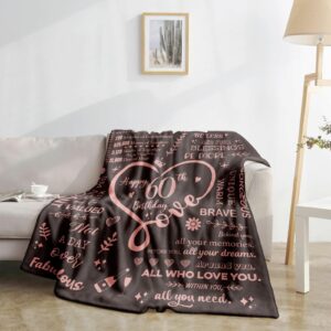 60th Birthday Gifts Blankets for Women,Happy 60th Birthday Unique Gifts Throw Blanket for Women Him or Her Women,60thBirthday Decorations Gift Ideas Best Birthday Blanket Rose Gold