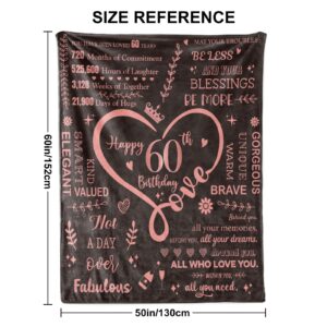 60th Birthday Gifts Blankets for Women,Happy 60th Birthday Unique Gifts Throw Blanket for Women Him or Her Women,60thBirthday Decorations Gift Ideas Best Birthday Blanket Rose Gold