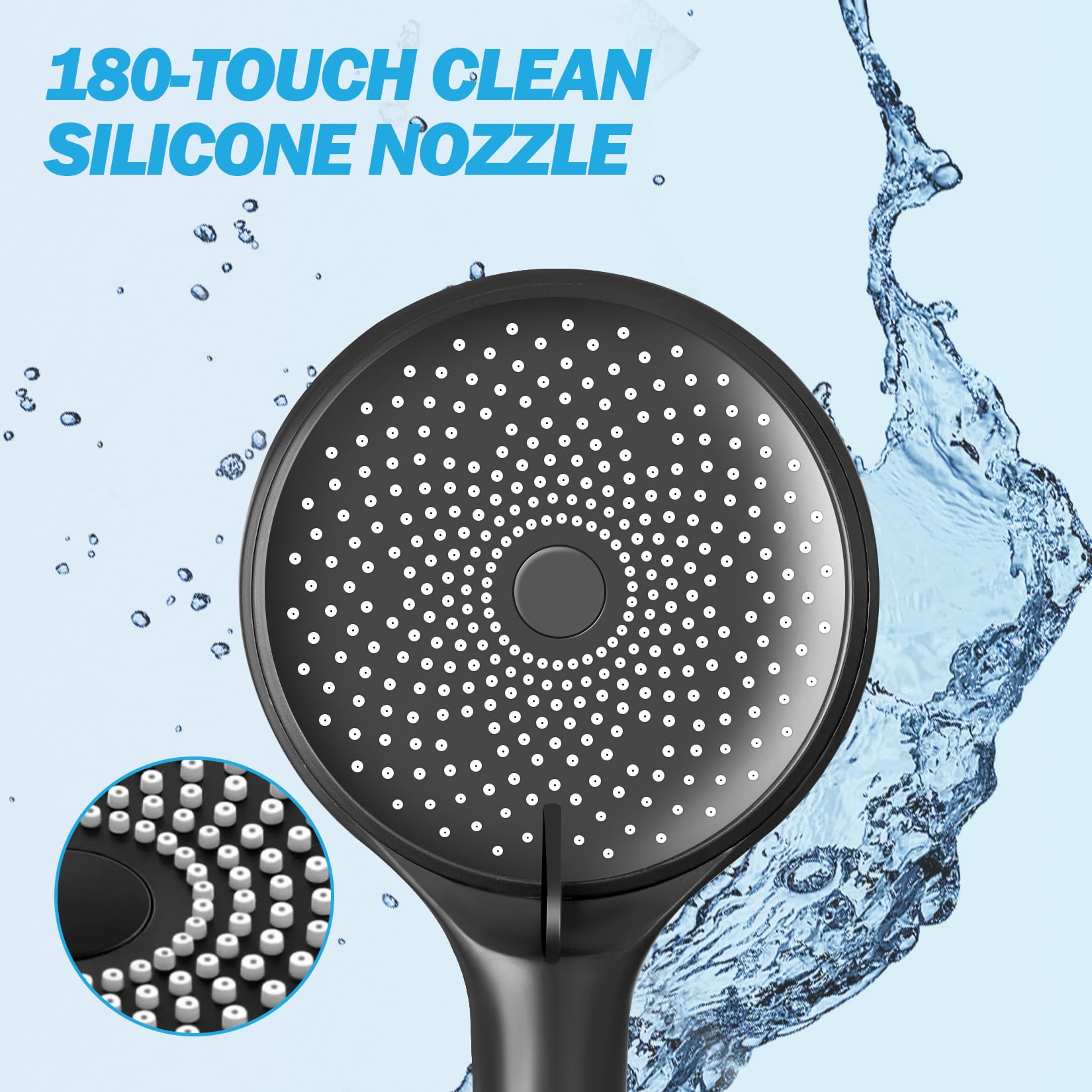 Shower Head with handheld, High Pressure Shower Head Set with Hose Adjustable Bracket Rubber Washers