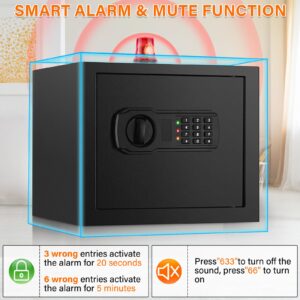 Mitlvge 0.5 Cu ft Home Safe Fireproof Waterproof, Fireproof Safe with Fireproof Document Bag, Home Security Safe with Electronic Digital Keypad & LED Light, Small Safe Box for Money Firearm Medicine