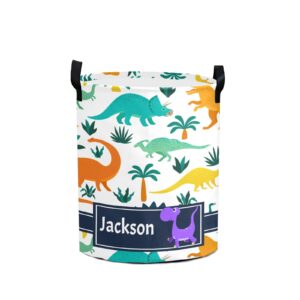 dinosaur trees laundry basket personalized with name laundry hamper with handle organizer storage bin bedroom decor for boys girls adults