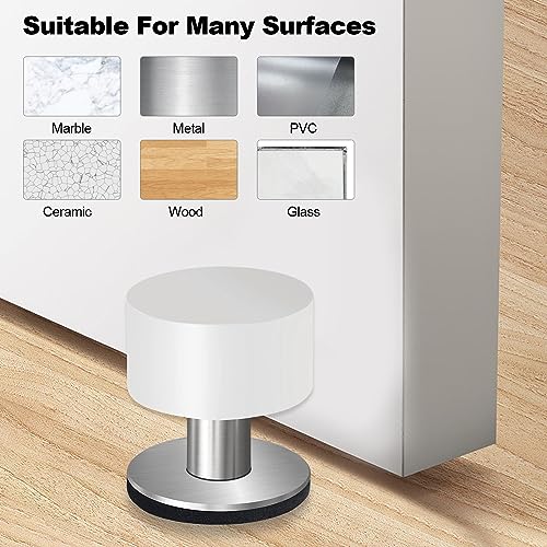 Harewu Self Adhesive Door Stopper,White Door Stopper with Extra Sticker,Self Adhesive Door Stopper Made of Rubber and Stainless Steel,Suitable for Home,Office and School (1 Pc)