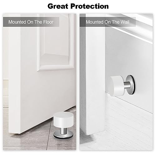 Harewu Self Adhesive Door Stopper,White Door Stopper with Extra Sticker,Self Adhesive Door Stopper Made of Rubber and Stainless Steel,Suitable for Home,Office and School (1 Pc)