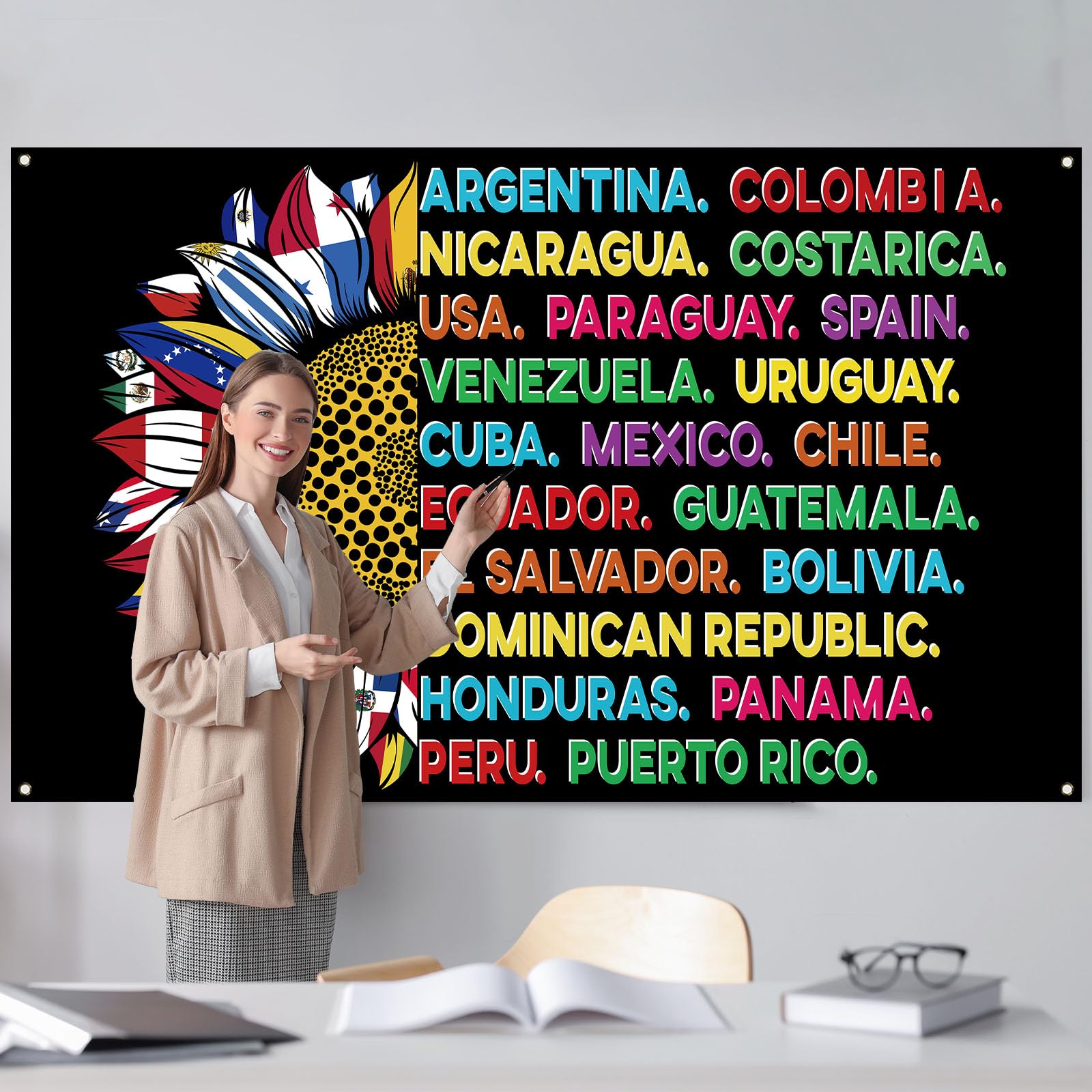 Hispanic Heritage Month Decorations Hispanic Heritage Month Banner Latin American Backdrop Spanish Classroom Decorations National Hispanic Heritage Month Decorations and Supplies for Classroom Home