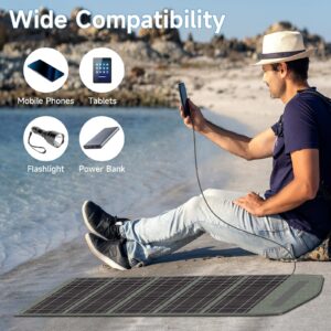 2024 Solar Charger for 40W, Dual USB Ports (5V/4.8A Max), IP68 Waterproof, Foldable Solar Panel with High Efficiency for Camping, Suitable for Powering Portable Wireless Chargers and Phone Power Banks