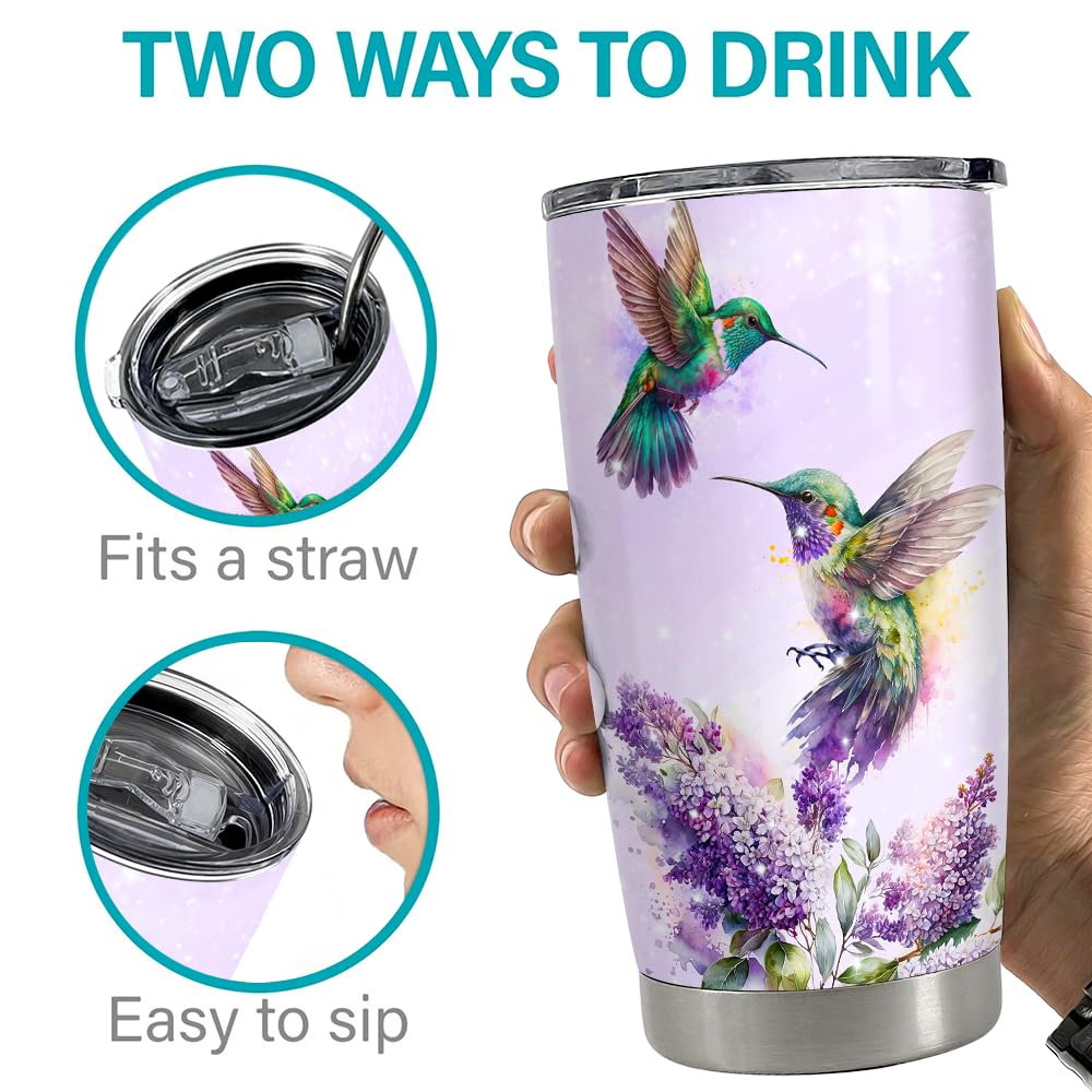 SANDJEST Hummingbird Tumbler 20oz Humingbird Gifts for Women Girl Stainless Steel Insulated Tumblers Coffee Travel Mug Cup Gift for Birthday Christmas