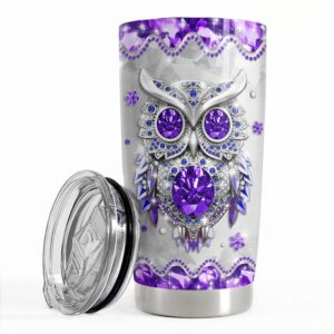 sandjest owls gifts for women girls owl tumbler 20oz jewelry drawings stainless steel insulated tumblers coffee travel mug cup gift for birthday christmas
