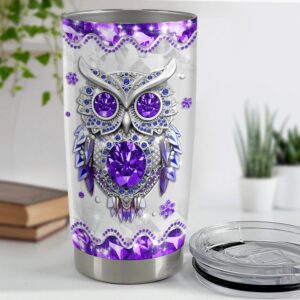 SANDJEST Owls Gifts for Women Girls Owl Tumbler 20oz Jewelry Drawings Stainless Steel Insulated Tumblers Coffee Travel Mug Cup Gift for Birthday Christmas