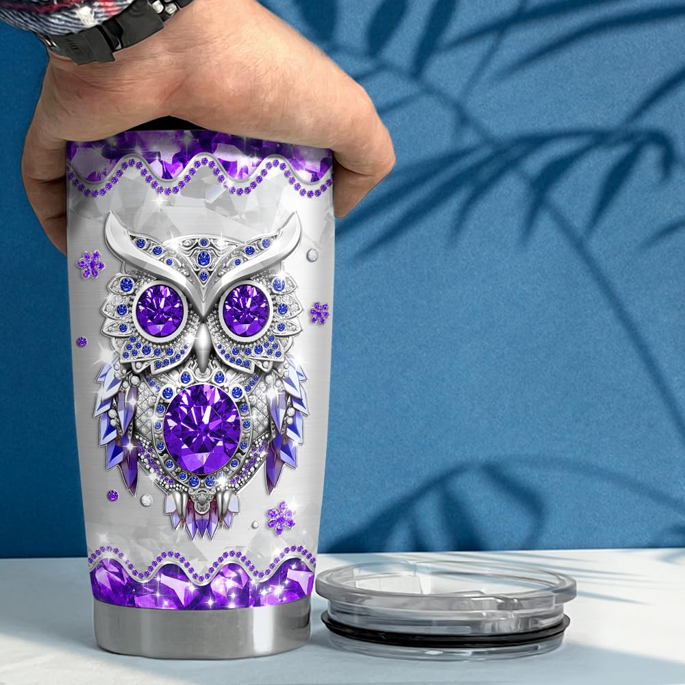 SANDJEST Owls Gifts for Women Girls Owl Tumbler 20oz Jewelry Drawings Stainless Steel Insulated Tumblers Coffee Travel Mug Cup Gift for Birthday Christmas