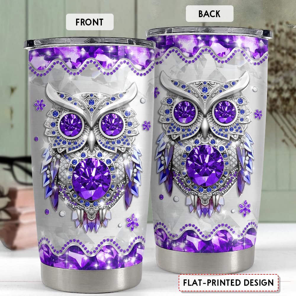 SANDJEST Owls Gifts for Women Girls Owl Tumbler 20oz Jewelry Drawings Stainless Steel Insulated Tumblers Coffee Travel Mug Cup Gift for Birthday Christmas