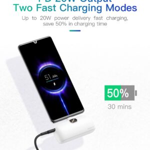 Kuulaa Small Portable Charger iPhone with Built-in Lightning Cable & Mini USB C Power Bank Fast Chargingfor Samsung