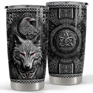 Viking Cup Tumbler 20oz Viking Gifts for Men Vikings Stainless Steel Insulated Tumblers Coffee Travel Drinking Mug Gift for Birthday Christmas