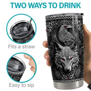 Viking Cup Tumbler 20oz Viking Gifts for Men Vikings Stainless Steel Insulated Tumblers Coffee Travel Drinking Mug Gift for Birthday Christmas