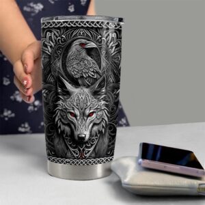 Viking Cup Tumbler 20oz Viking Gifts for Men Vikings Stainless Steel Insulated Tumblers Coffee Travel Drinking Mug Gift for Birthday Christmas