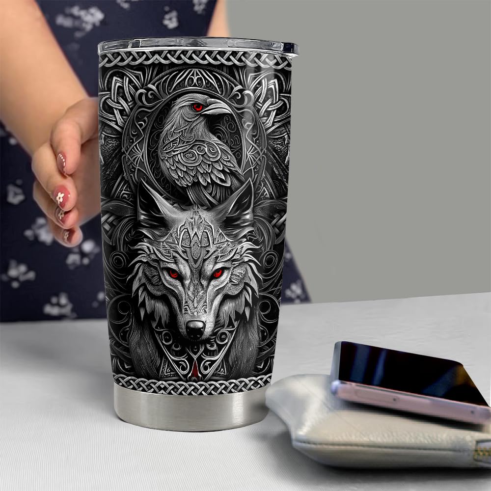 Viking Cup Tumbler 20oz Viking Gifts for Men Vikings Stainless Steel Insulated Tumblers Coffee Travel Drinking Mug Gift for Birthday Christmas