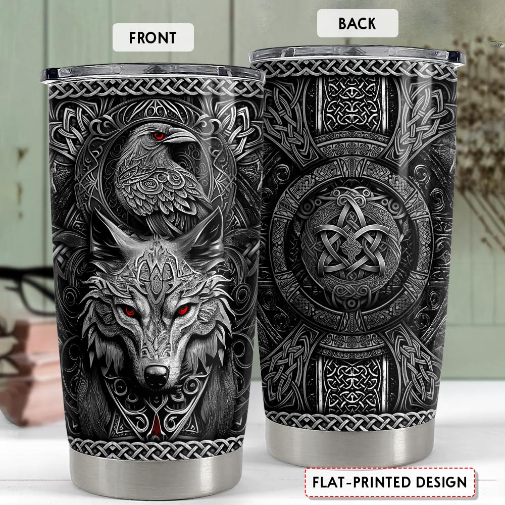 Viking Cup Tumbler 20oz Viking Gifts for Men Vikings Stainless Steel Insulated Tumblers Coffee Travel Drinking Mug Gift for Birthday Christmas