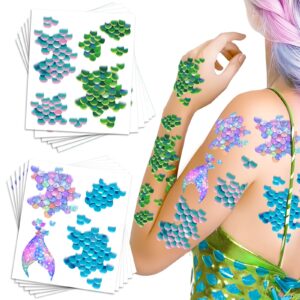 mermaid scale temporary tattoos stickers,12 sheets mermaid themed tattoos stickers party decoration supplies party favors for kids adults