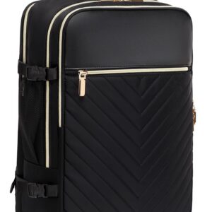 Shaelyka Personal Item Bag for Airlines, 18x14x8 Inches Carry on Luggage, Flight Approved Large Suitcase, 15.6 inches Laptop, Black-gold