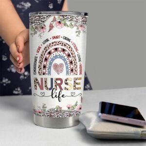 SANDJEST Nurse Tumbler 20oz Nurse Gifts for Nurses Women Nursing Stainless Steel Insulated Tumblers Coffee Travel Mug Cup Gift for Nurses Week Graduation Christmas