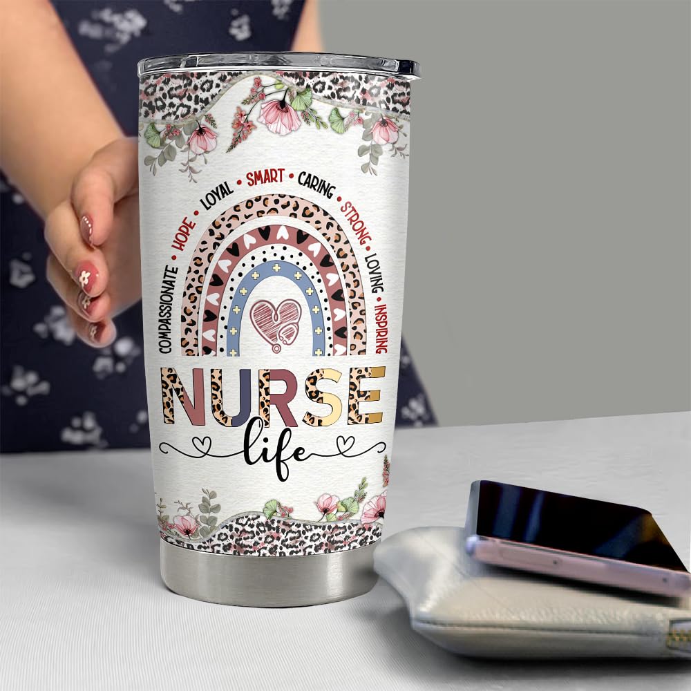 SANDJEST Nurse Tumbler 20oz Nurse Gifts for Nurses Women Nursing Stainless Steel Insulated Tumblers Coffee Travel Mug Cup Gift for Nurses Week Graduation Christmas