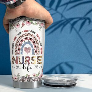 SANDJEST Nurse Tumbler 20oz Nurse Gifts for Nurses Women Nursing Stainless Steel Insulated Tumblers Coffee Travel Mug Cup Gift for Nurses Week Graduation Christmas