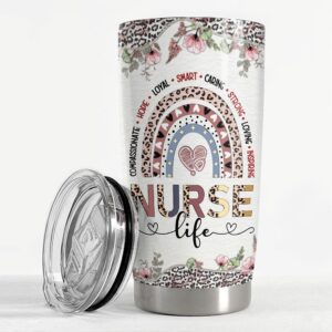 SANDJEST Nurse Tumbler 20oz Nurse Gifts for Nurses Women Nursing Stainless Steel Insulated Tumblers Coffee Travel Mug Cup Gift for Nurses Week Graduation Christmas