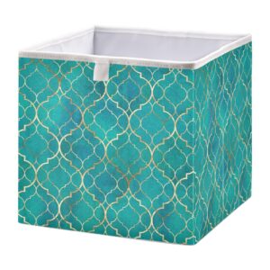 sdmka cube storage bin moroccan texture fabric storage cubes foldable storage baskets collapsible cube for shelf closet home organizers, 11 inch
