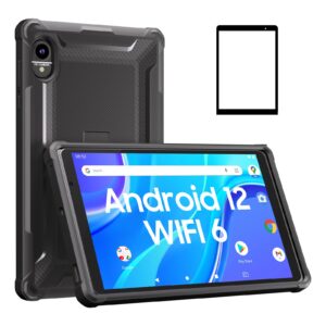 Tablet 8 inch, Android 12 Tablet Pc with Case and Glass, 32GB ROM Support 512GB Expand, Wi-Fi 6 Tablets Computer, 1280x800 Resolution HD Touch Screen, 2+8MP Dual Camera, Google GMS Certified Tab