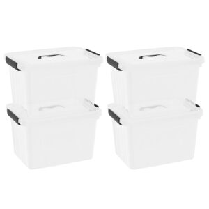 Nesmilers 4-pack 20 L Plastic Latching Boxes Totes, Clear Storage Bins with Lids/handles