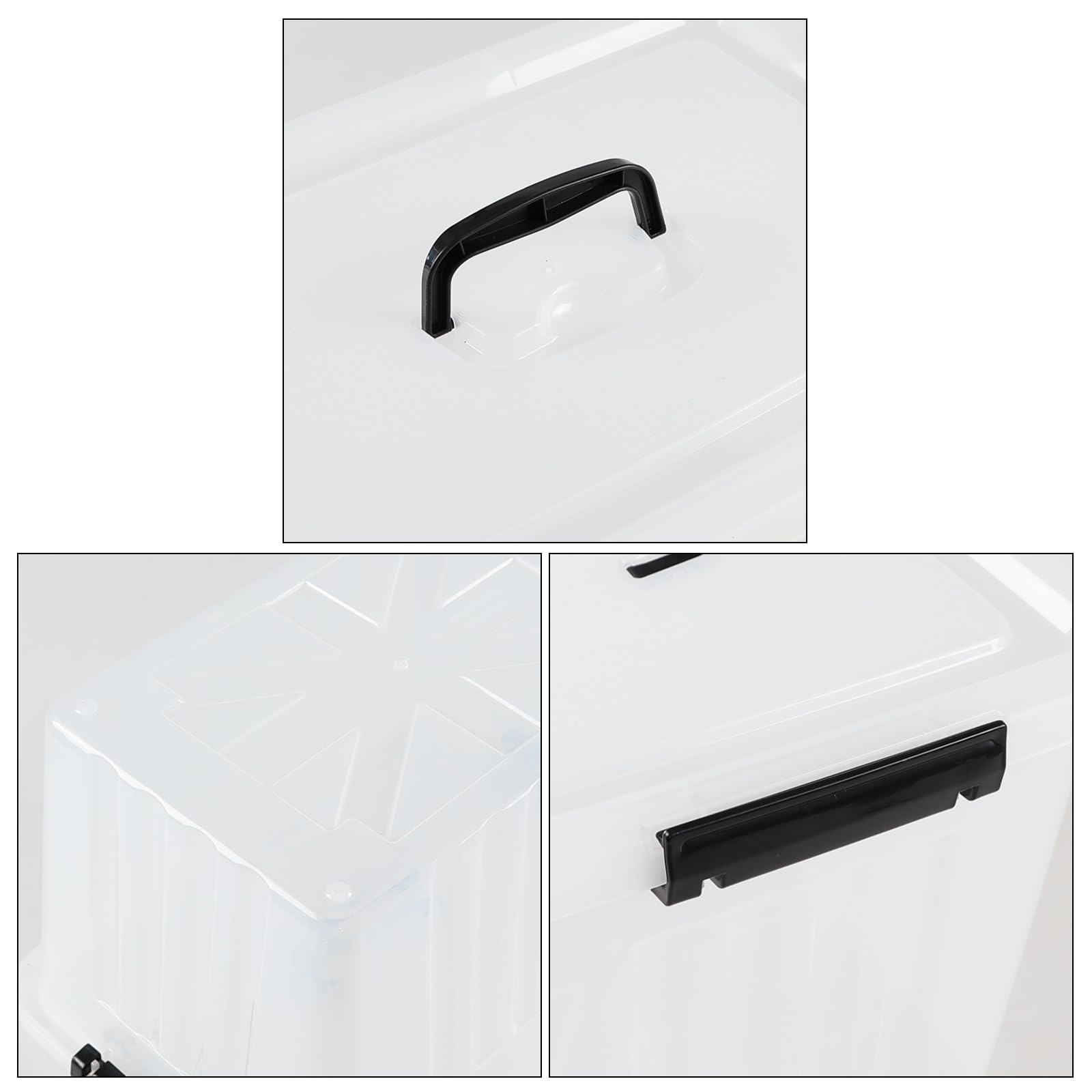 Nesmilers 4-pack 20 L Plastic Latching Boxes Totes, Clear Storage Bins with Lids/handles