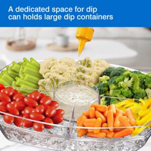 INNOVATIVE LIFE High-end Veggie Fruit Tray with Lid, Ice Chilled Vegetable Serving Platter with Ice Tray on Bottom, Perfect for Entertaining, Parties and Buffet, Clear